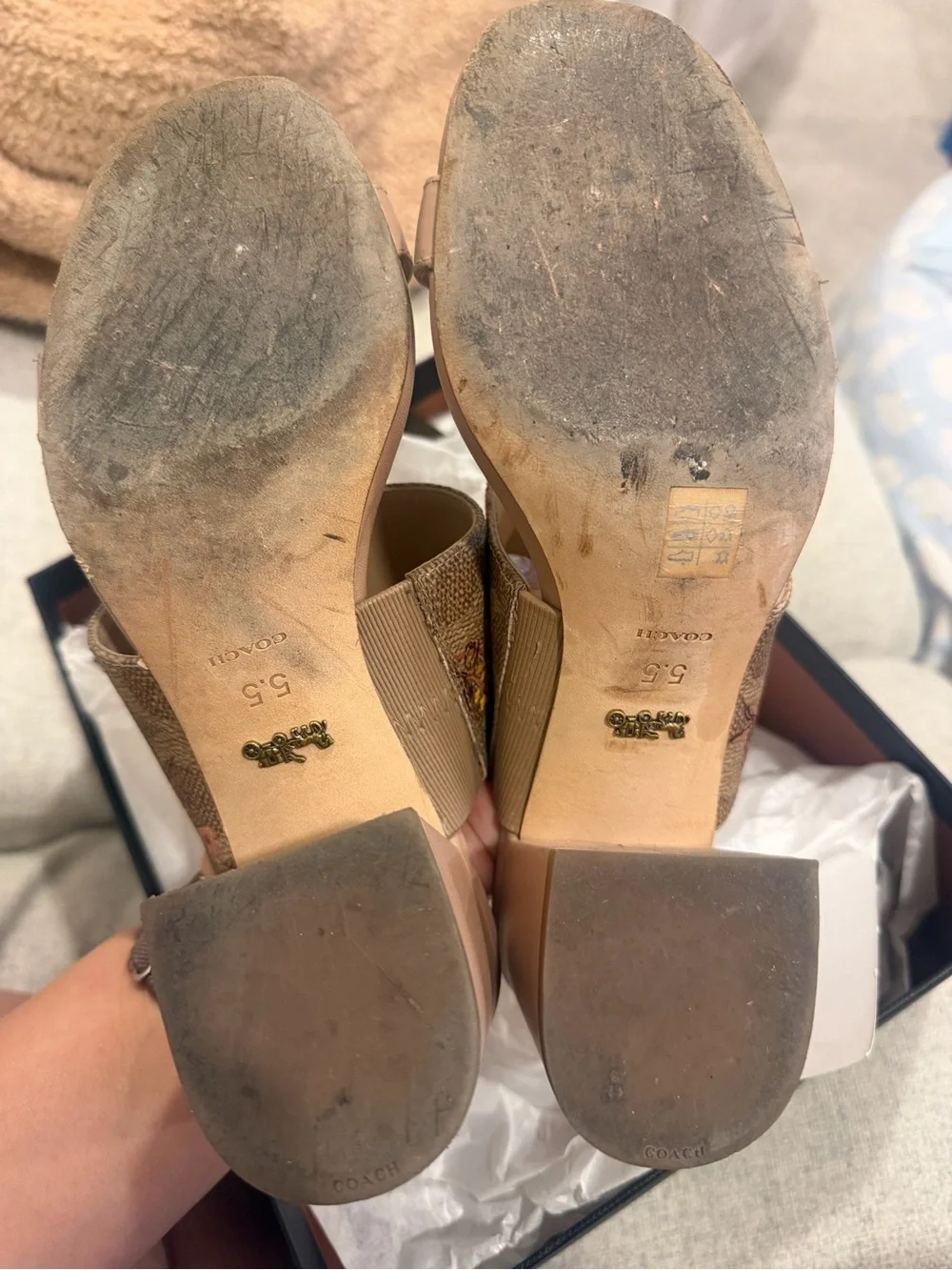 Coach Blush Floral Wide-Band Block Heel Mule